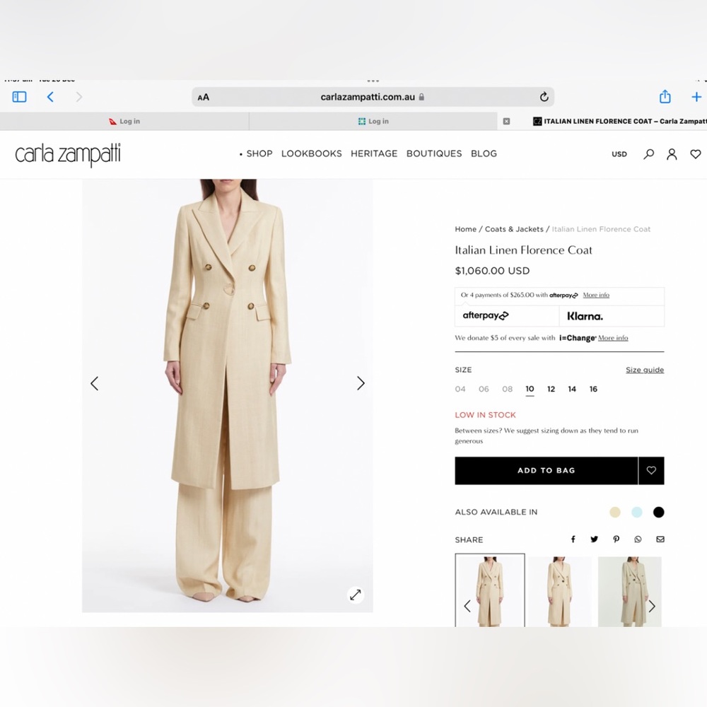 Carla Zampatti Italian Linen Driving Coat